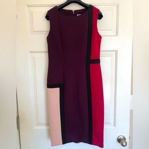 Purple and red color block Calvin Klein dress